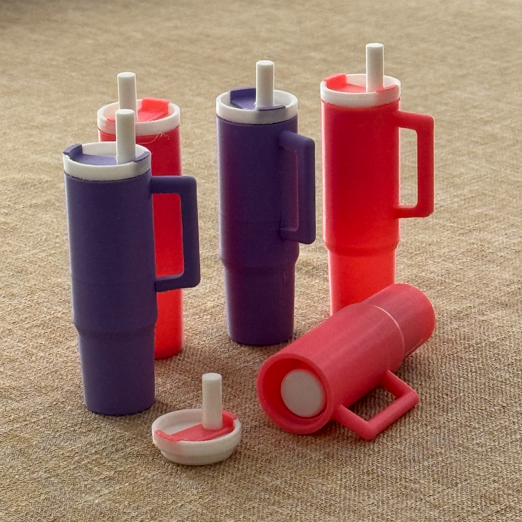 Mini Stanley Cup Keychain - 3D Printed Chapstick Holder