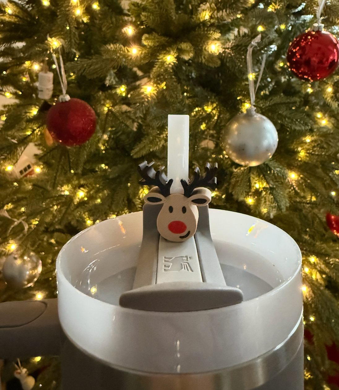 Christmas Reindeer Tumbler Straw Topper