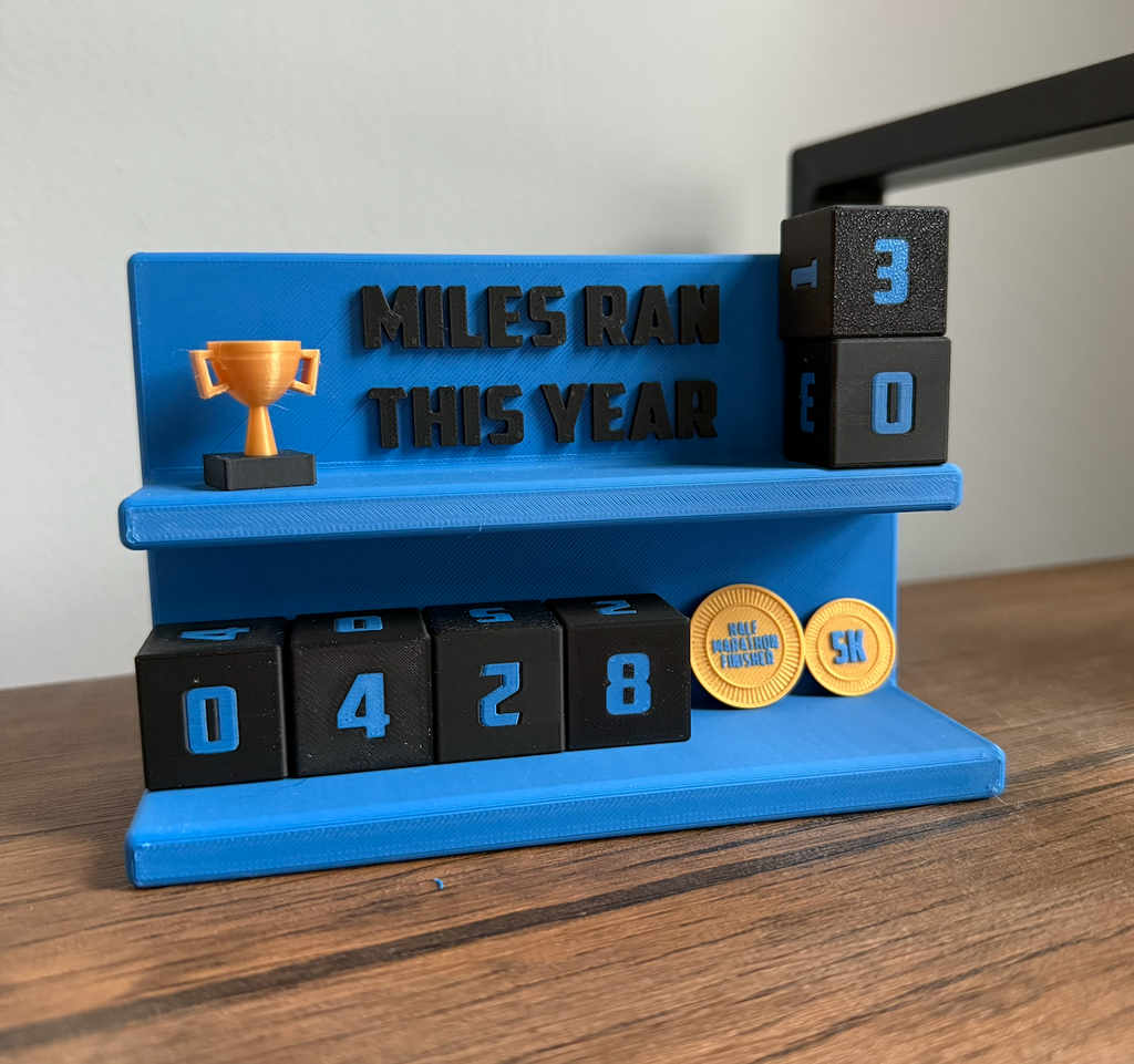 3D Printed Runner Gift – Mileage Tracker Medal & Goal Display