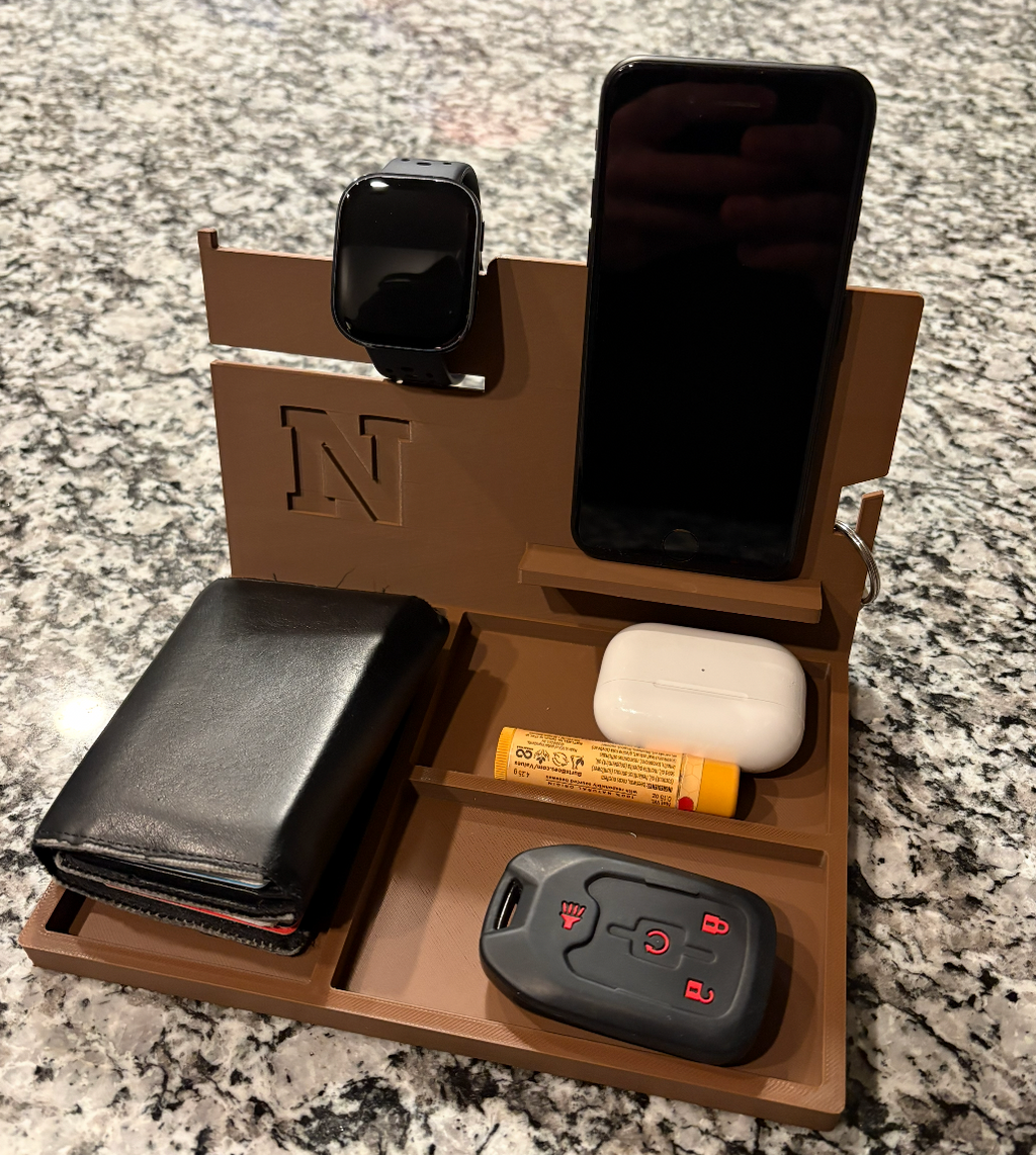 3D Printed Personalized Valet Tray | Wallet and Watch Organizer | Nightstand Catchall | Gift for Dad Husband